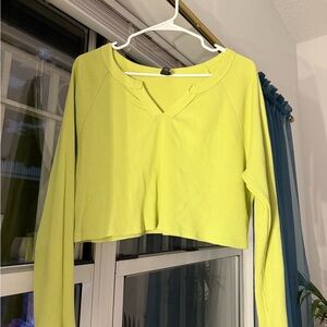 Wild Fable Yellow Green Long Sleeve Crop Blouse